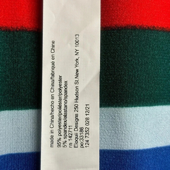 NWT Eloquii Printed Fit and Flare Midi Dress Rainbow Stripe Mock Neck Stretch 18 - Picture 6 of 8